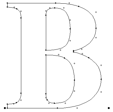 "B" with outline